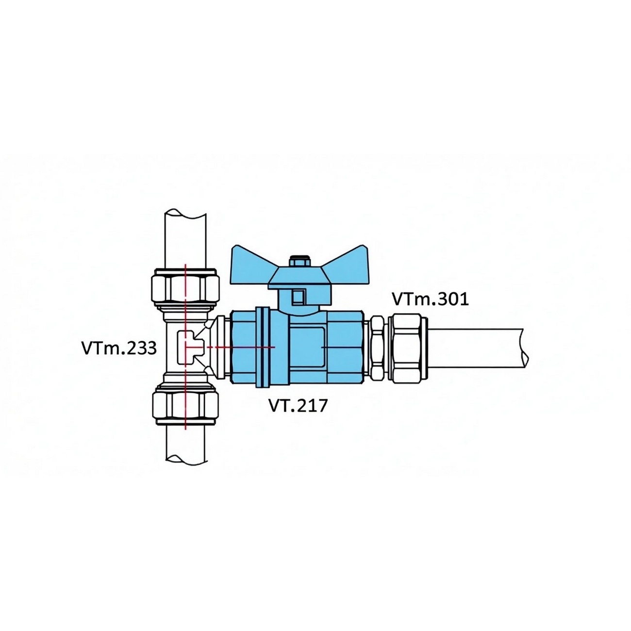 КРАН  шар.   1/2''  ВР-ВР БАБОЧКА VALTEC VT.217.N.04