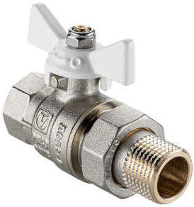 КРАН  шар. со сгоном   1/2''  ВР-НР БАБОЧКА (БЕЛАЯ) VALTEC VT.227S.NW.04 ГОСТ