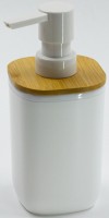 Дозатор  для жидкого мыла пластик    Белый с бамбуком